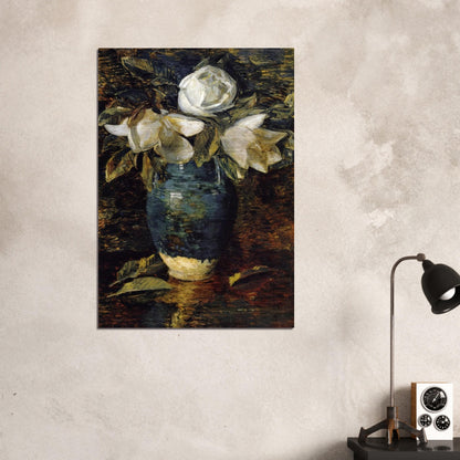 Giant Magnolias - Childe Hassam Brushed Aluminum Print - 70x100 cm / 28x40 inches | Childe Hassam Aluminum Print | Childe Hassam Prints