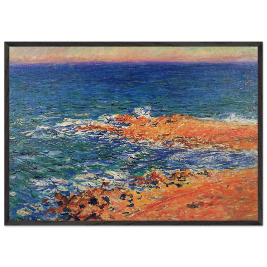 The Big Blue Sea in Antibes - claude monet 70x100 cm / 28x40 inches Framed Art Print – Black Wooden Frame