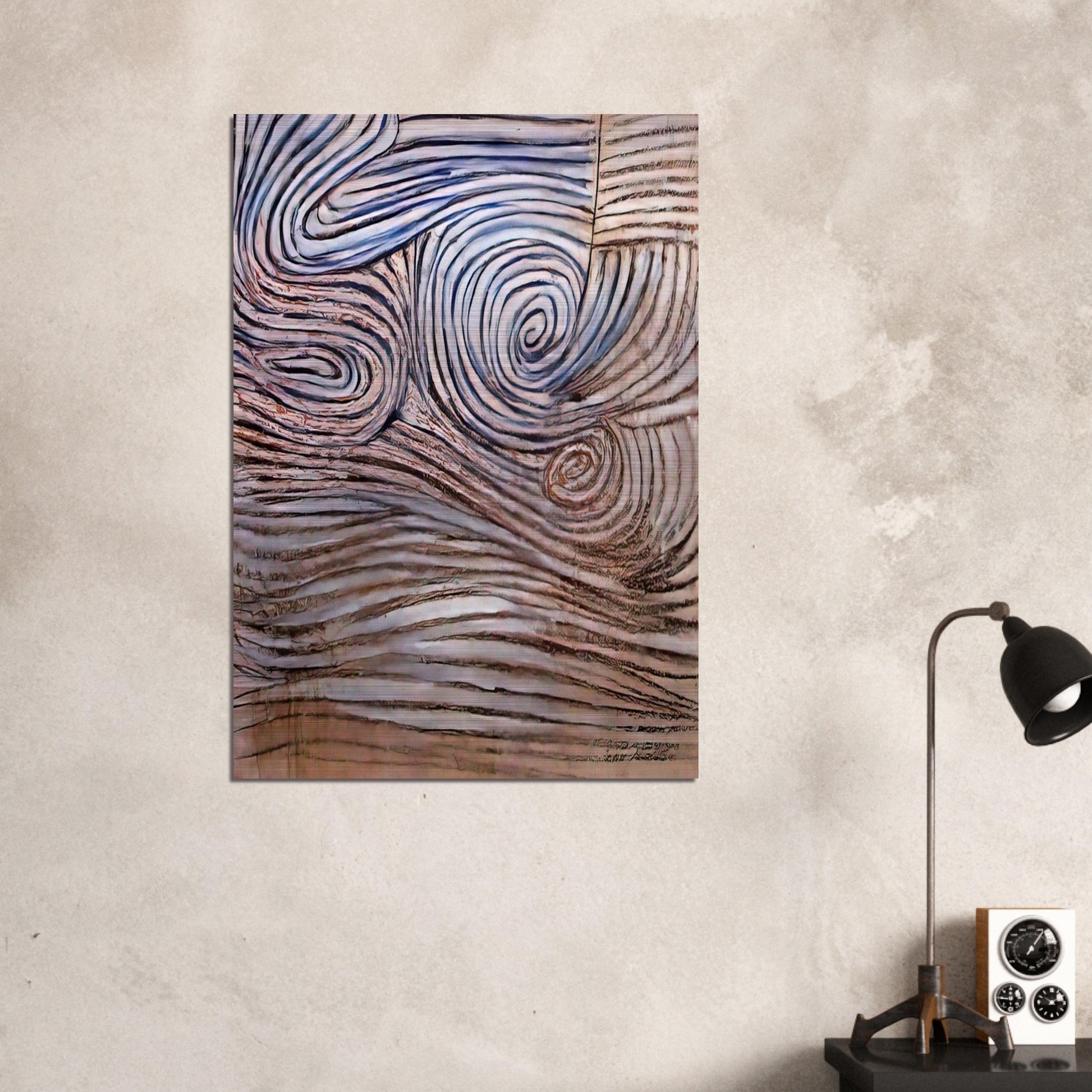 SPIRAL MOTIF IN WHITE BLACK AND INDIGO 1951 - Victor Pasmore Brushed Aluminum Print - 70x100 cm / 28x40 inches | Victor Pasmore Aluminum Print | Victor Pasmore Prints