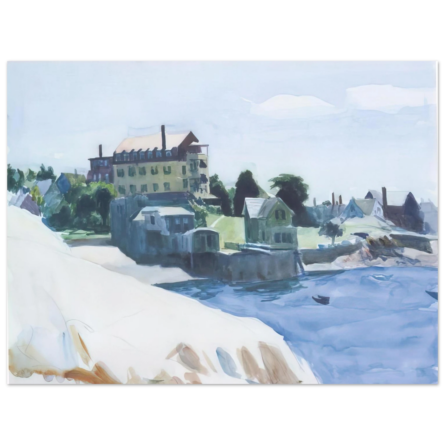 Edward Hopper - Small Town on Cove Fine Art Poster