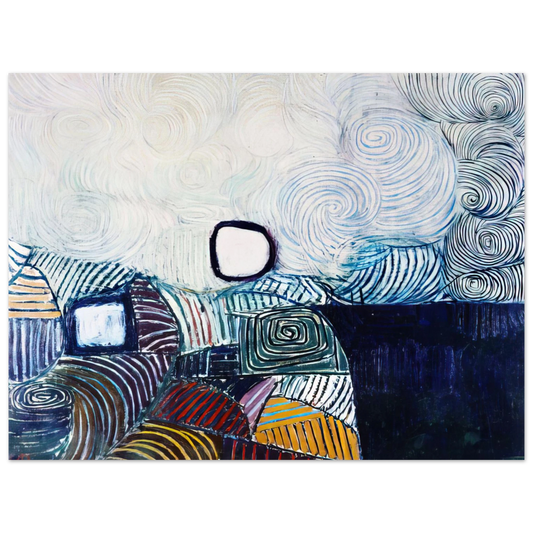 Victor Pasmore - SPIRAL DEVELOPMENT IN GREEN VIOLET BLUE GOLD 1951  75x100 cm / 30x40inches Fine Art Poster