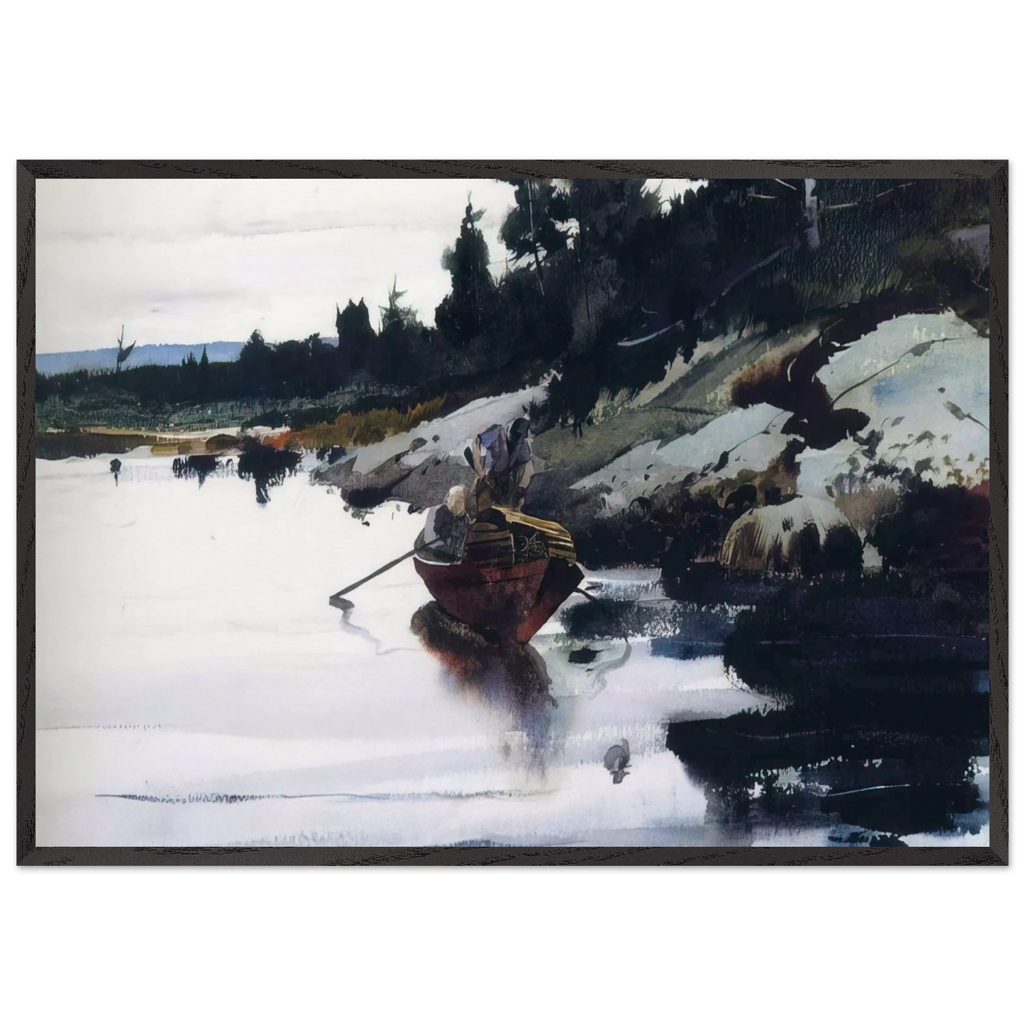 TURKEY COVE LEDGE - Andrew Wyeth 70x100 cm / 28x40 inches Framed Art Print – Black Wooden Frame