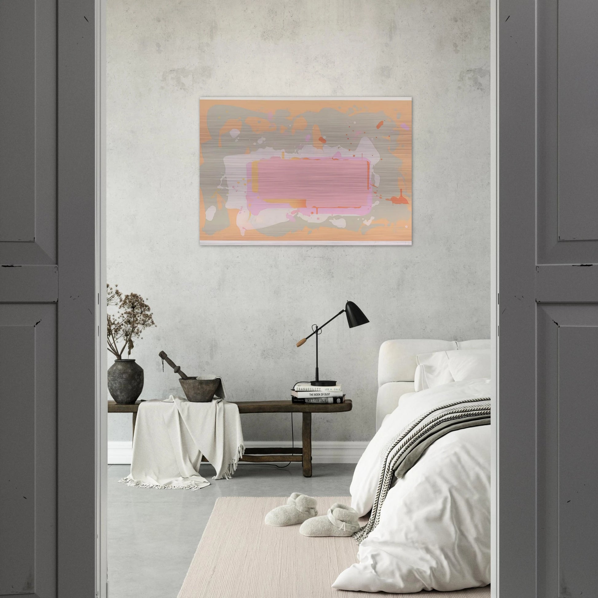 Yellow and Pink - 1971 - John Hoyland Brushed Aluminum Print - 70x100 cm / 28x40 inches | John Hoyland Aluminum Print | John Hoyland Prints