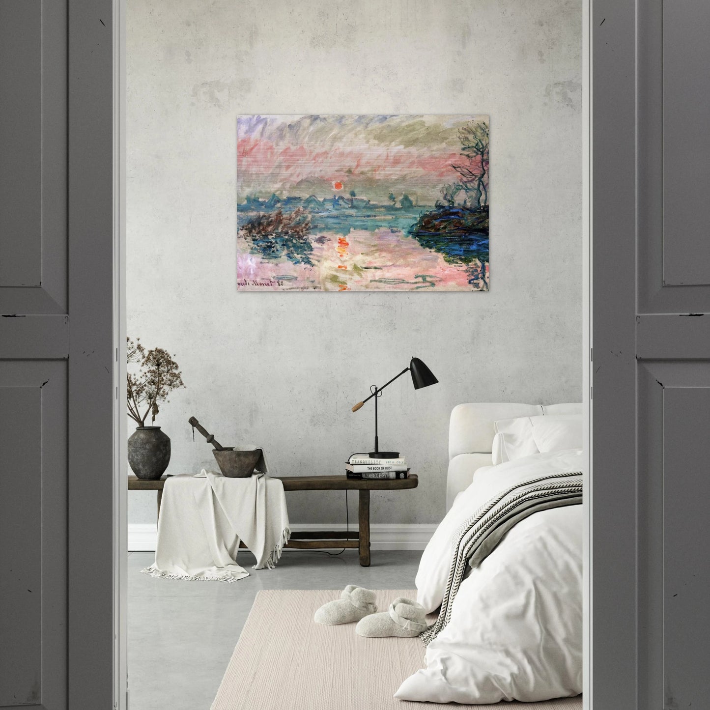 Sunset at Lavacourt - claude monet Brushed Aluminum Print - 70x100 cm / 28x40 inches | claude monet Aluminum Print | claude monet Prints
