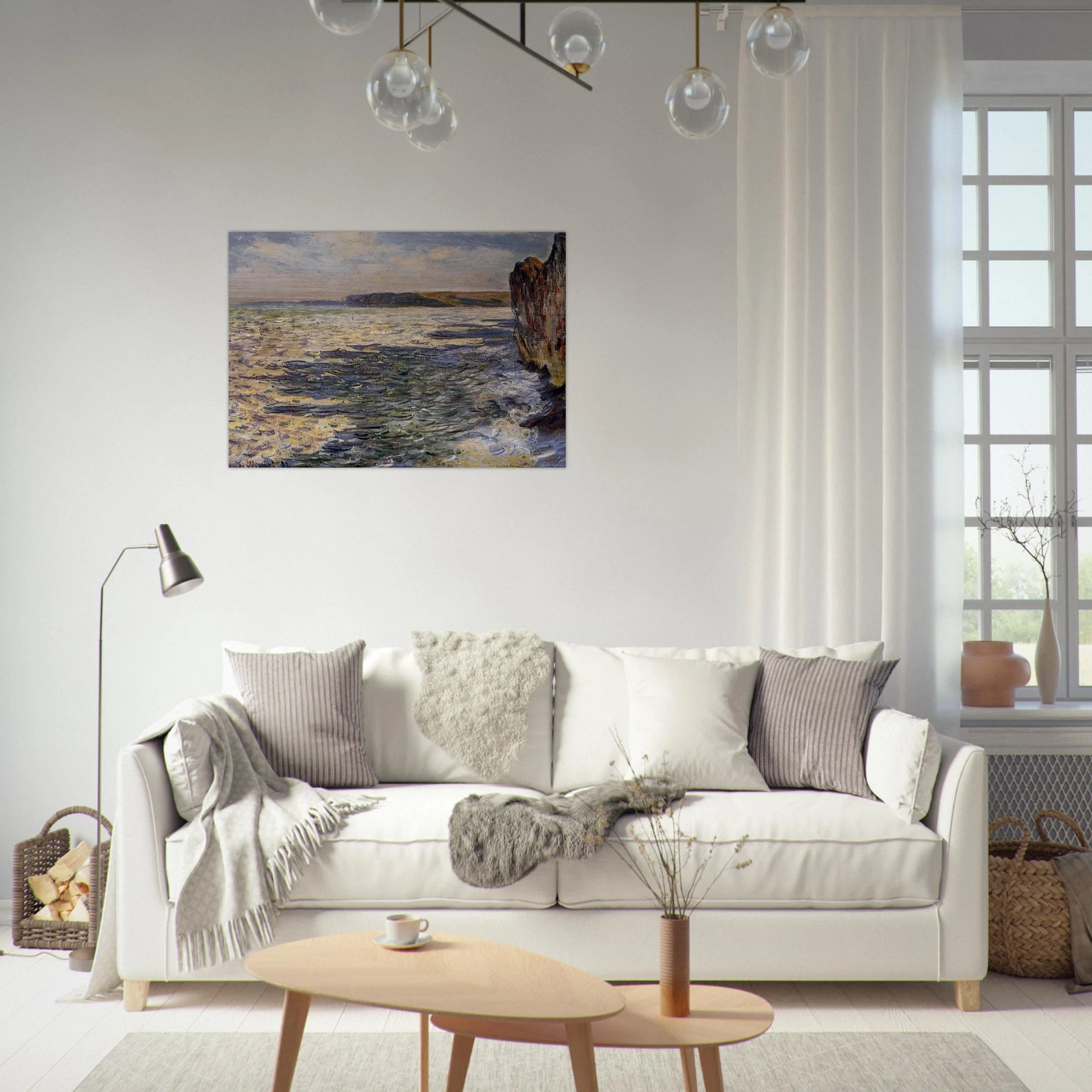 Waves and Rocks at Pourville - claude monet Brushed Aluminum Print - 70x100 cm / 28x40 inches | claude monet Aluminum Print | claude monet Prints
