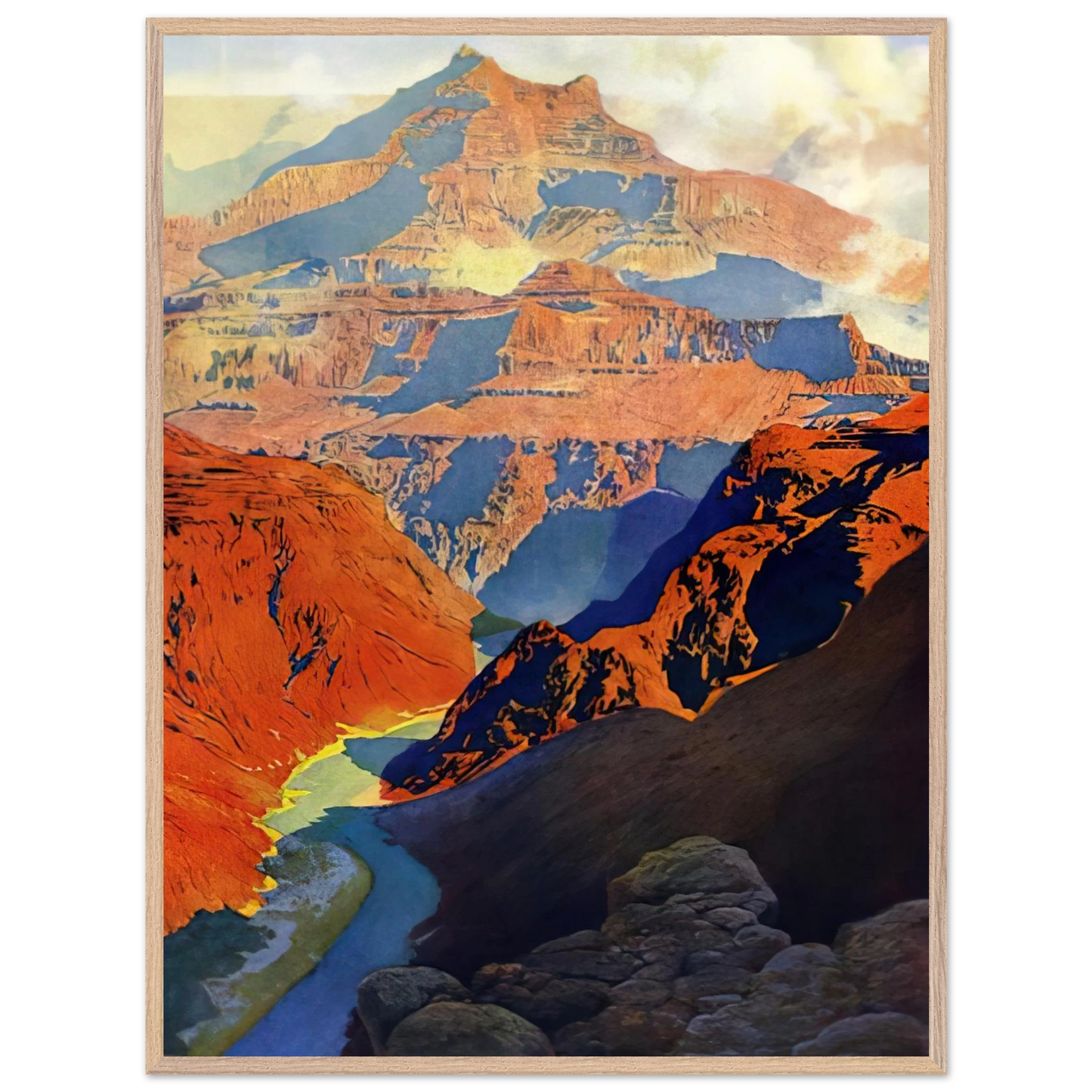 Maxfield Parrish - Grand Canyon Wall Art - 30x40 cm / 12x16 inches - Premium Wooden Framed Poster With Fine Art Paper-canvas - White frame