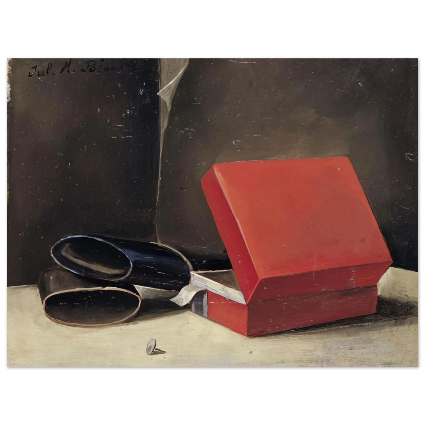 Julius Bissier - Scatola rossa con astuccio per occhiali - 1923  75x100 cm / 30x40inches Fine Art Poster