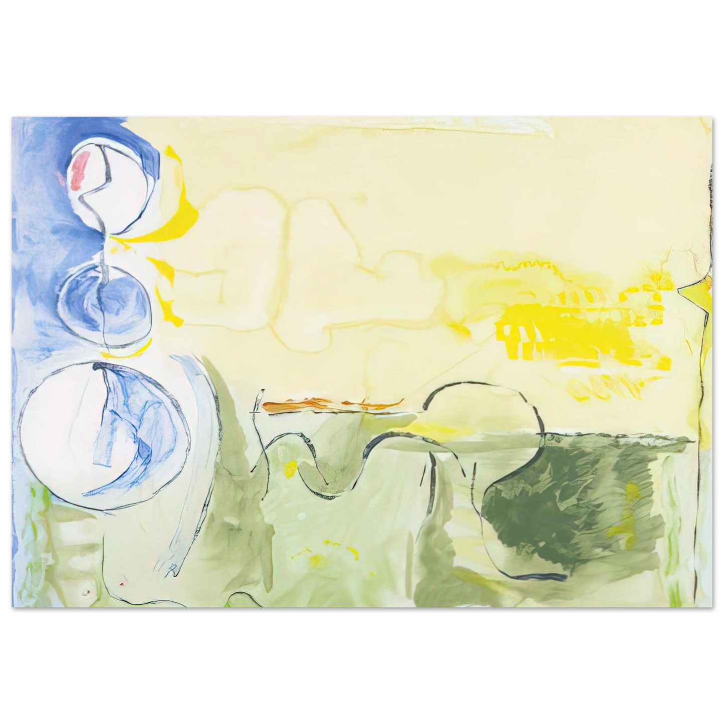 Helen Frankenthaler - Flotilla - 2006 Wall art - 30x30 cm / 12x12 inches - Premium Wooden Framed Poster With Fine Art Paper-canvas - Black frame