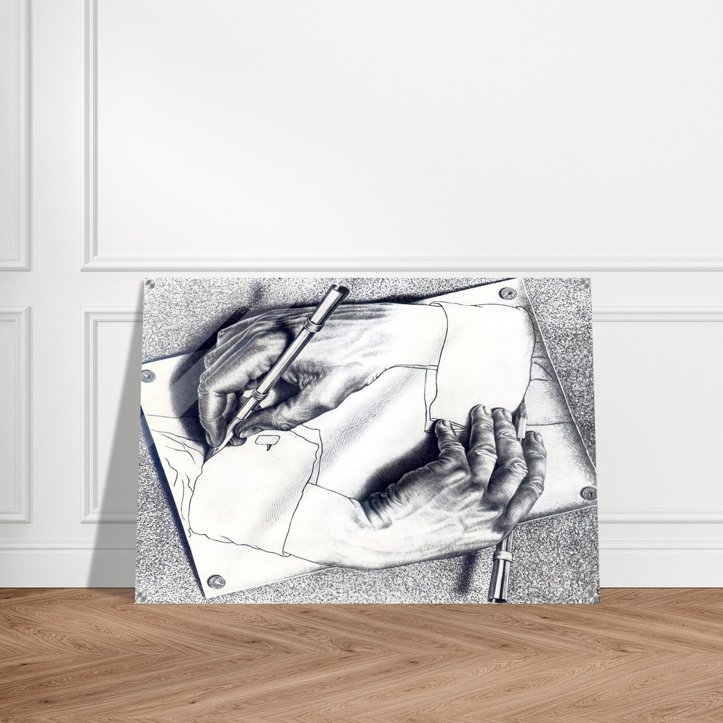 DRAWING HANDS - MC Escher Acrylic Print - 70x100 cm / 28x40″ inches | Maurits Cornelis Escher Prints