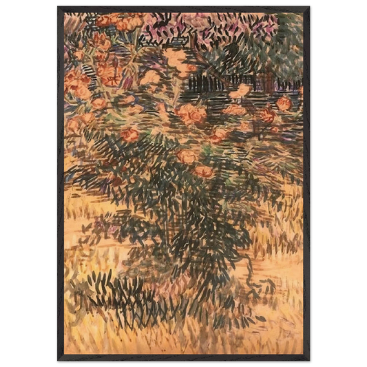 Oleanders the Hospital Garden at Saint-Remy - Vincent van Gogh 70x100 cm / 28x40 inches Framed Art Print – Black Wooden Frame