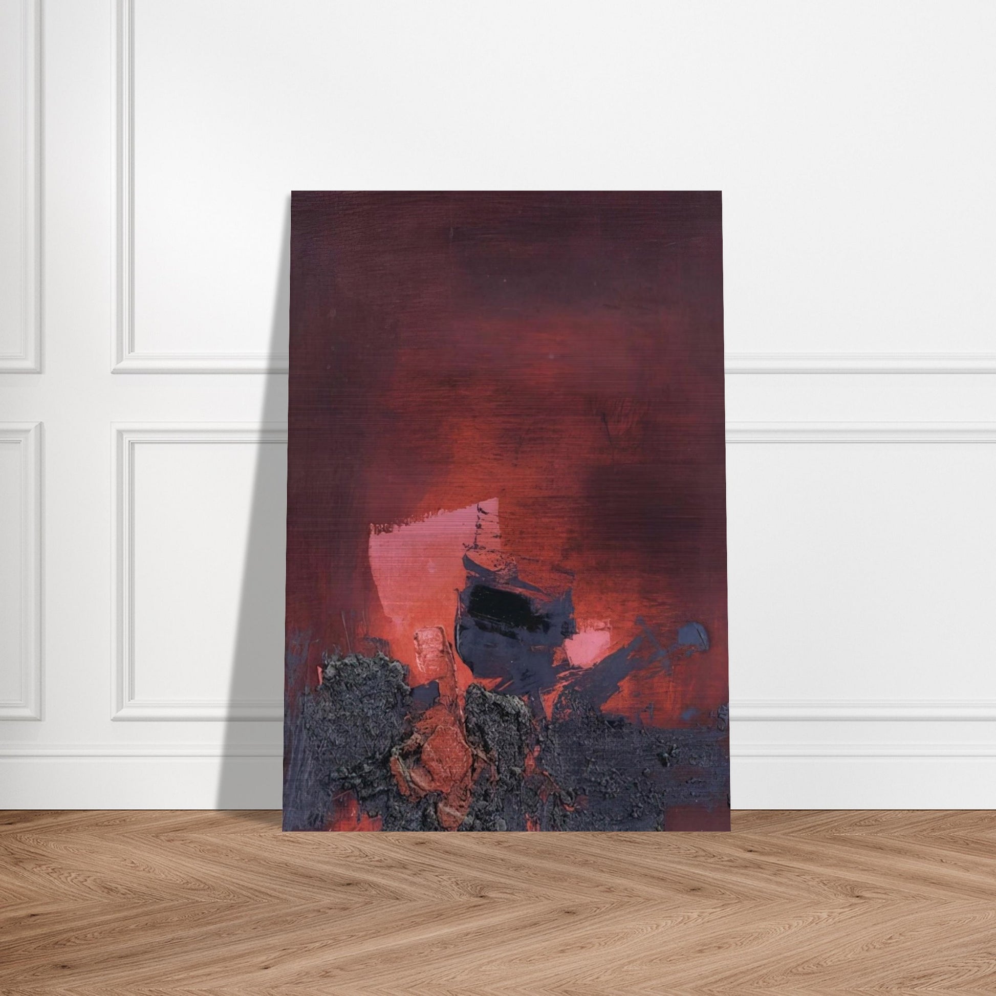 SIN T TULO ABSTRACCI N EN ROSO Y NEGRO - Luis Feito Brushed Aluminum Print - 70x100 cm / 28x40 inches | Luis Feito Aluminum Print | Luis Feito Prints