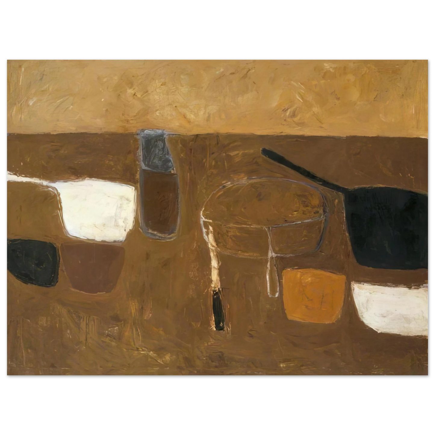 William Scott - Brown Still Life - 1957  75x100 cm / 30x40inches Fine Art Poster