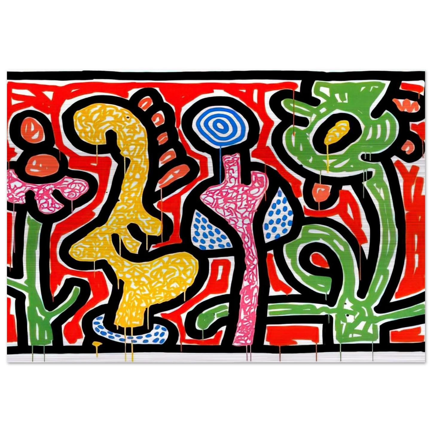 FLOWERS IV 1990 - Keith Haring Brushed Aluminum Print - 70x100 cm / 28x40 inches | Keith Haring Aluminum Print | Keith Haring Prints