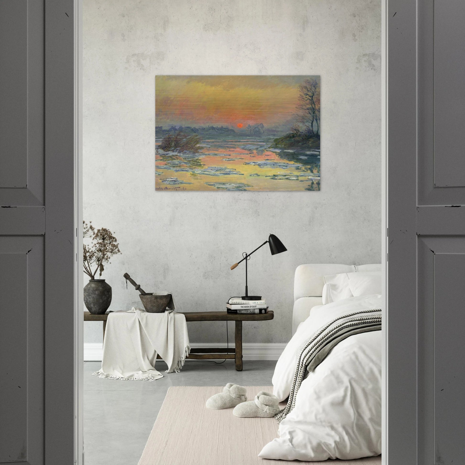 Sunset on the Seine in Winter - claude monet Brushed Aluminum Print - 70x100 cm / 28x40 inches | claude monet Aluminum Print | claude monet Prints