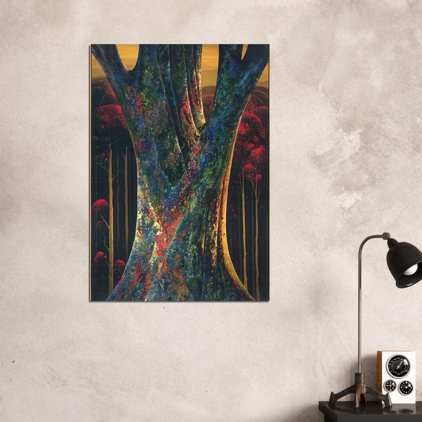 Majestic Tree - Eyvind Earle Brushed Aluminum Print - 70x100 cm / 28x40 inches | Eyvind Earle Aluminum Print | Eyvind Earle Prints