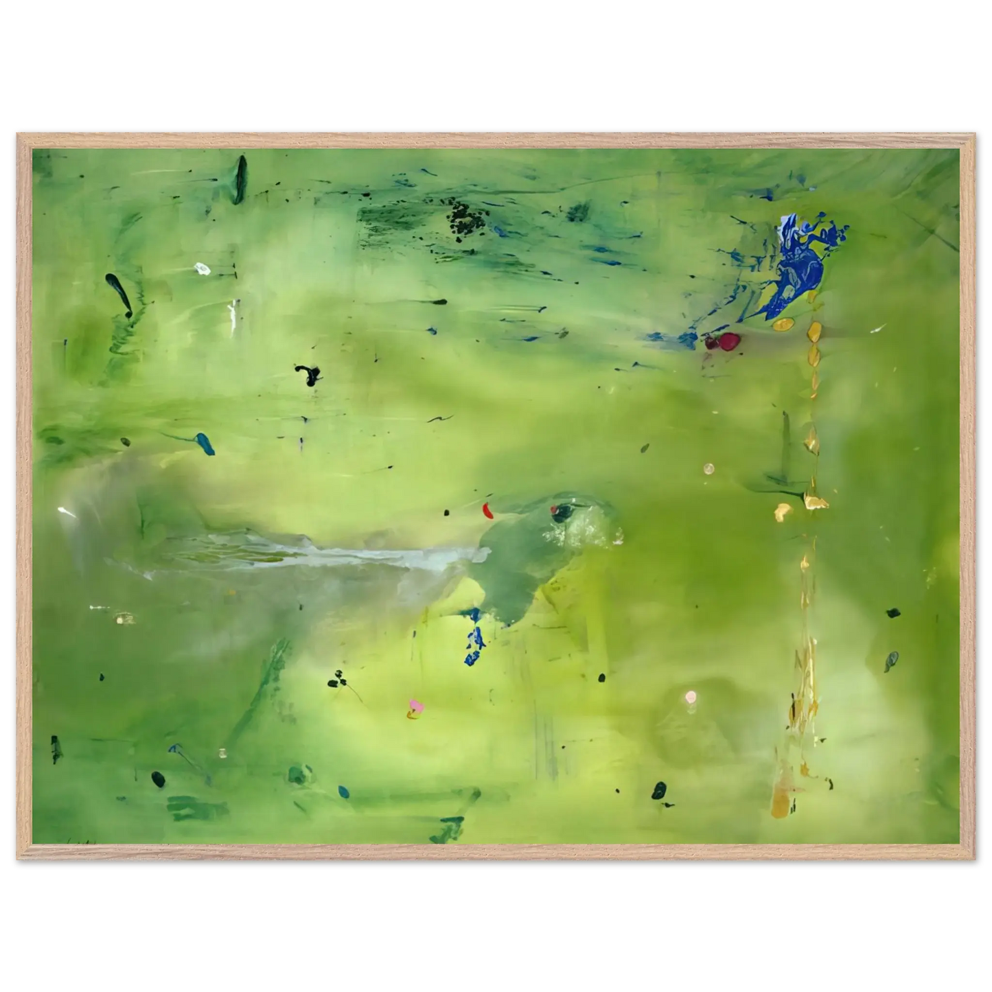 Helen Frankenthaler - A Green Thought in a Green Shade - 1981 Wall art - 28x43  cm / XL (11x17 Inches) - Premium Wooden Framed Poster With Fine Art Paper - White frame