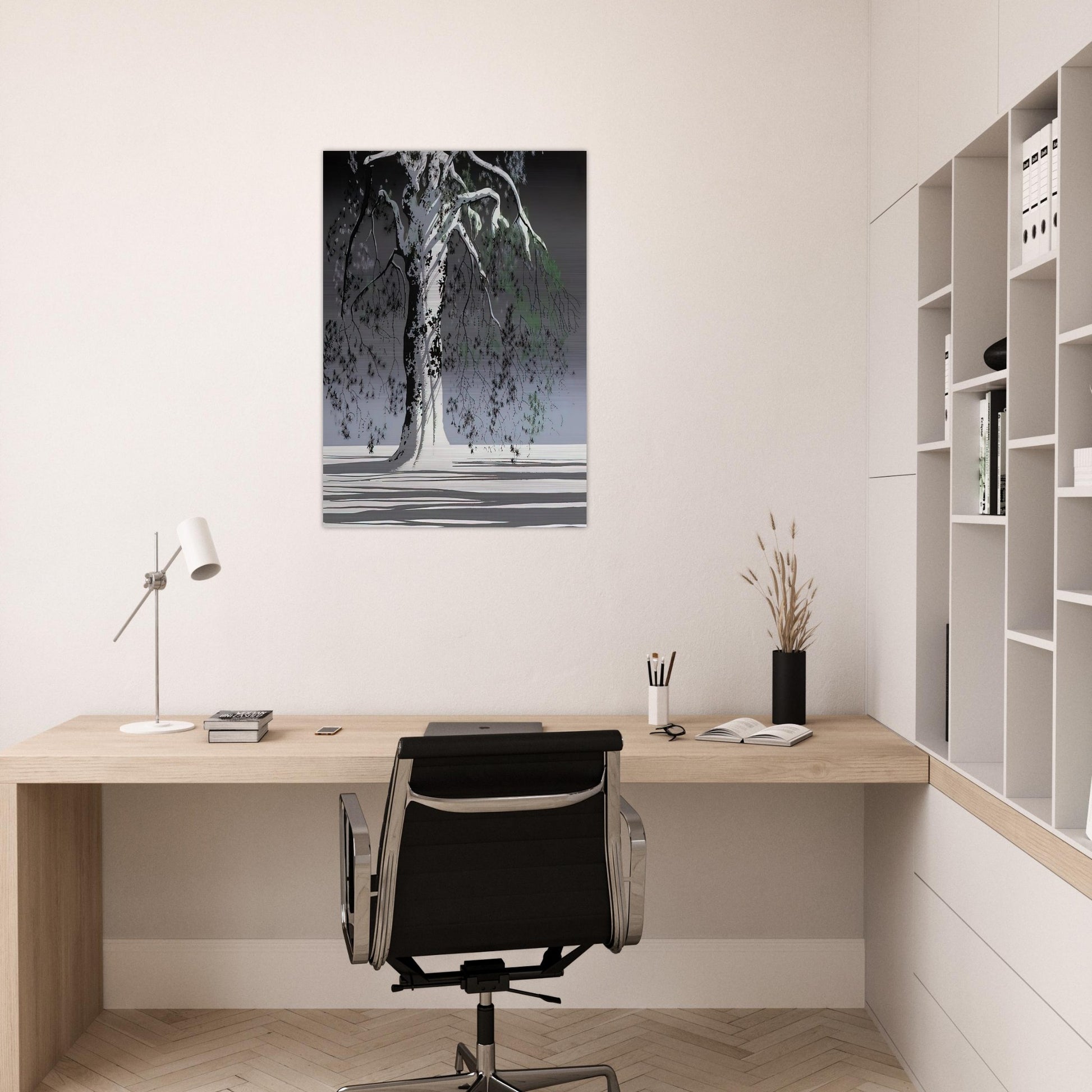 Fir Tree In Snow - Eyvind Earle Brushed Aluminum Print - 70x100 cm / 28x40 inches | Eyvind Earle Aluminum Print | Eyvind Earle Prints