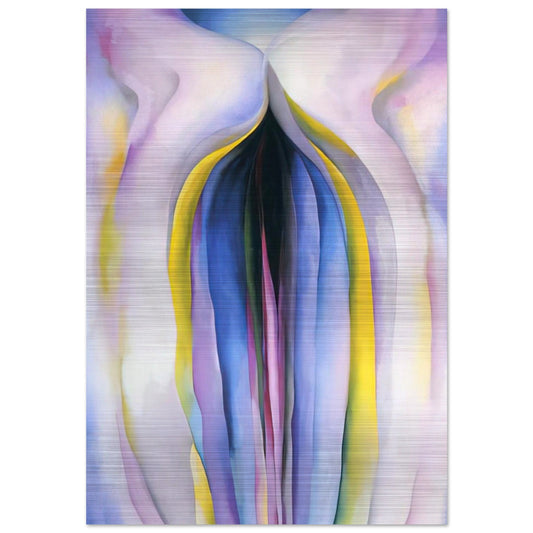 Grey Line With Black, Blue And Yellow - Georgia O'Keeffe Brushed Aluminum Print - 70x100 cm / 28x40 inches | Georgia O'Keeffe Aluminum Print | Georgia O'Keeffe Prints