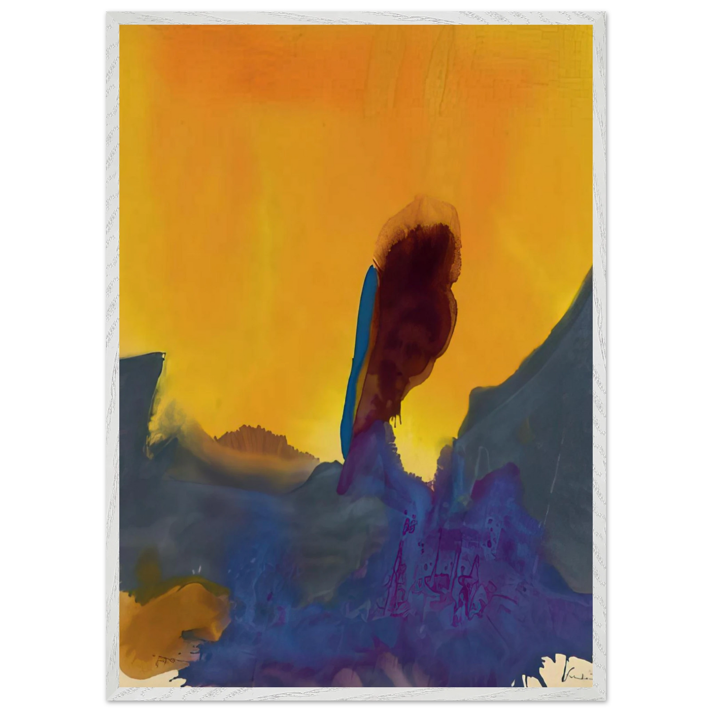 Helen Frankenthaler - Glow II - 1968 Wall art - A1 (59.4 x 84.1  cm) - Premium Wooden Framed Poster With Fine Art Paper-canvas - Black frame
