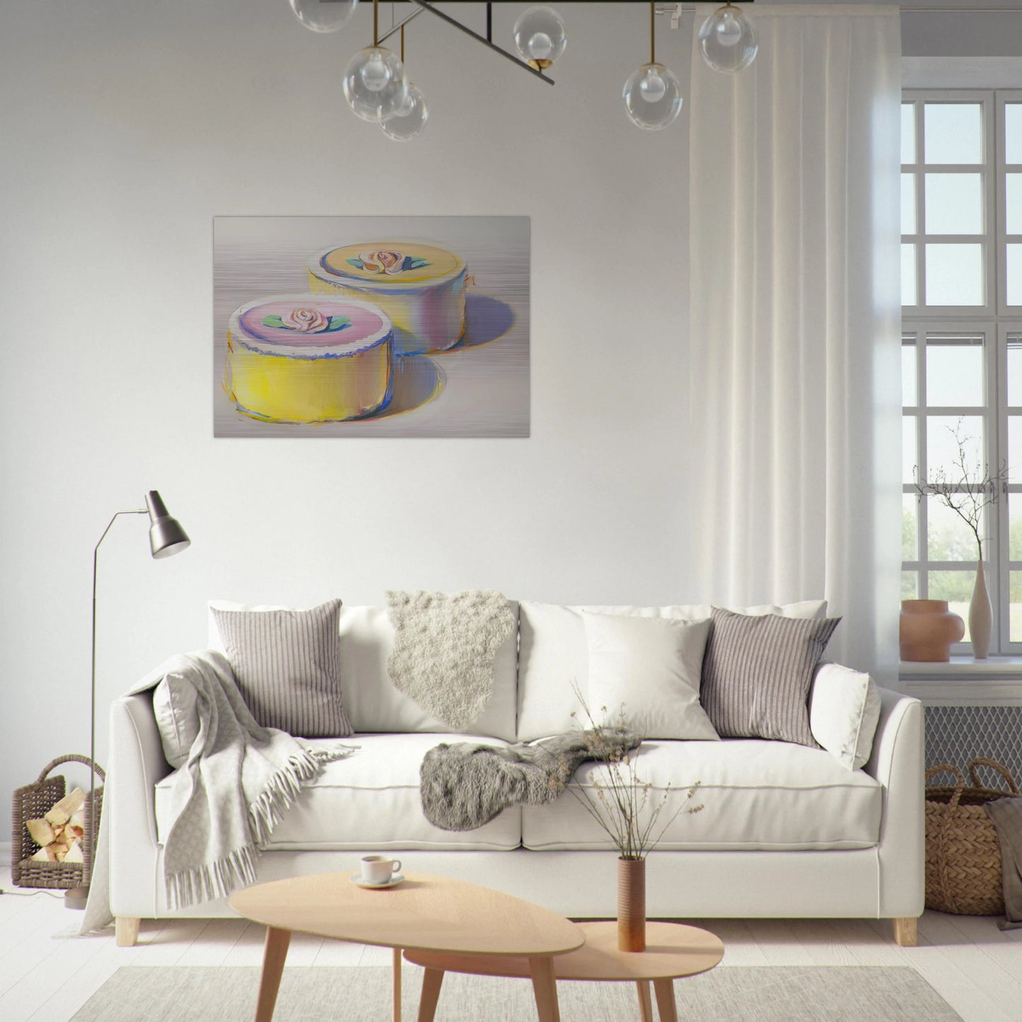 Rosebud Cakes - 1995 - Wayne Thiebaud Brushed Aluminum Print - 70x100 cm / 28x40 inches | Wayne Thiebaud Aluminum Print | Wayne Thiebaud Prints