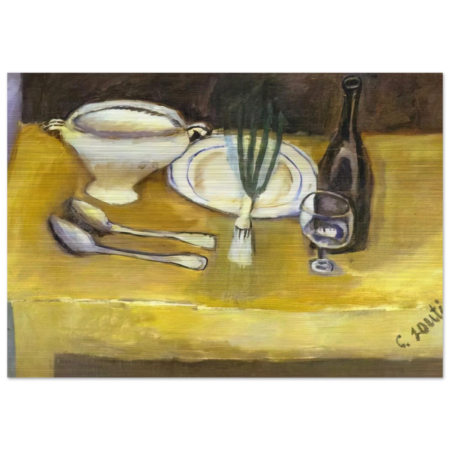 STILL LIFE WITH SOUP TUREEN - Chaim Soutine Brushed Aluminum Print - 70x100 cm / 28x40 inches | Chaim Soutine Aluminum Print | Chaim Soutine Prints
