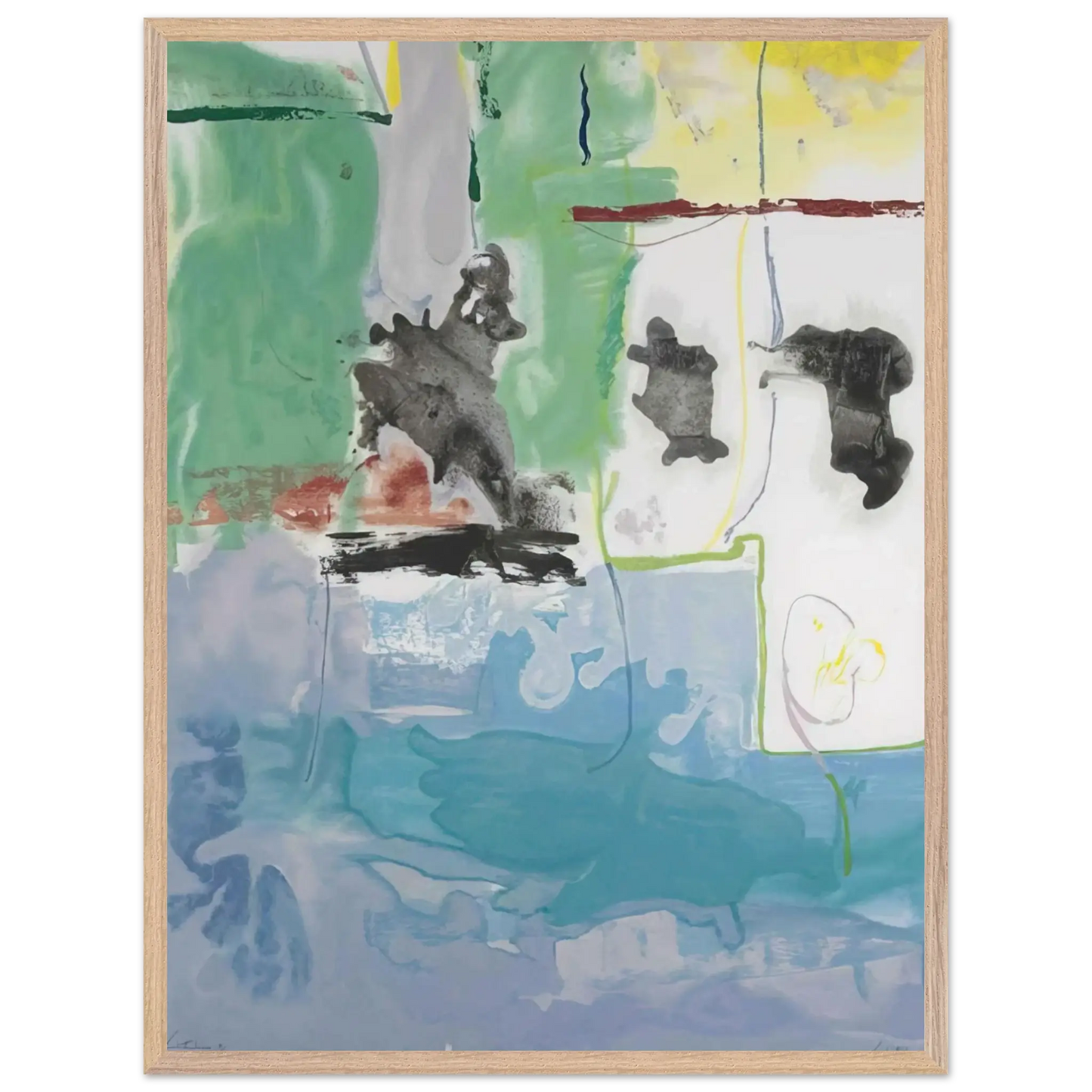 Helen Frankenthaler - West Wind - 1997 Wall art - 13x18 cm / 5x7 Inches - Premium Wooden Framed Poster With Fine Art Paper - Black frame