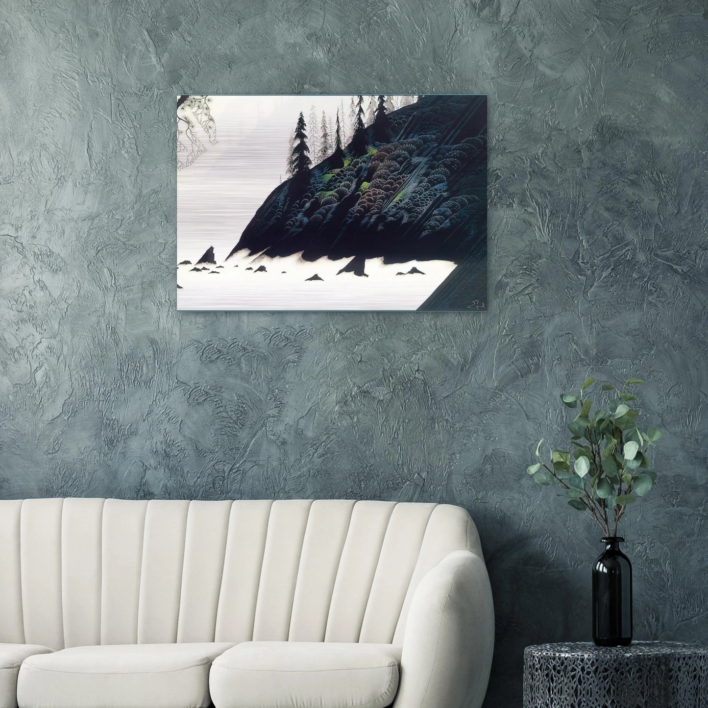 Spruce Redwoods and Pine - Eyvind Earle Brushed Aluminum Print - 70x100 cm / 28x40 inches | Eyvind Earle Aluminum Print | Eyvind Earle Prints