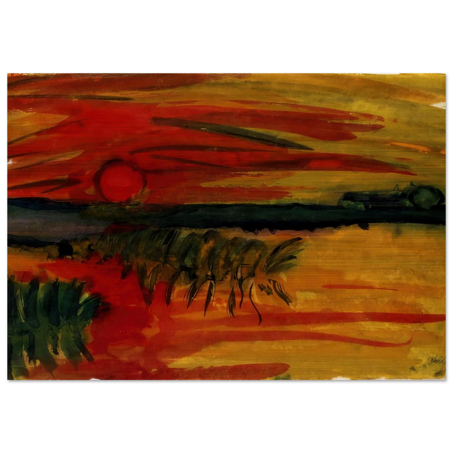 Sunset - Emil Nolde Brushed Aluminum Print - 70x100 cm / 28x40 inches | Emil Nolde Aluminum Print | Emil Nolde Prints