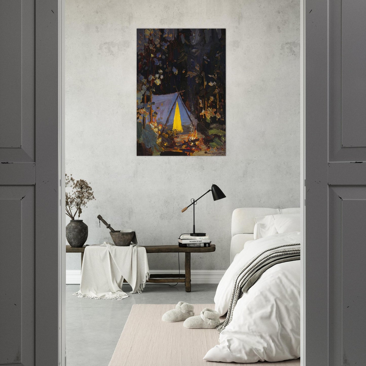 CAMPFIRE 1916 - Tom Thomson Brushed Aluminum Print - 70x100 cm / 28x40 inches | Tom Thomson Aluminum Print | Tom Thomson Prints