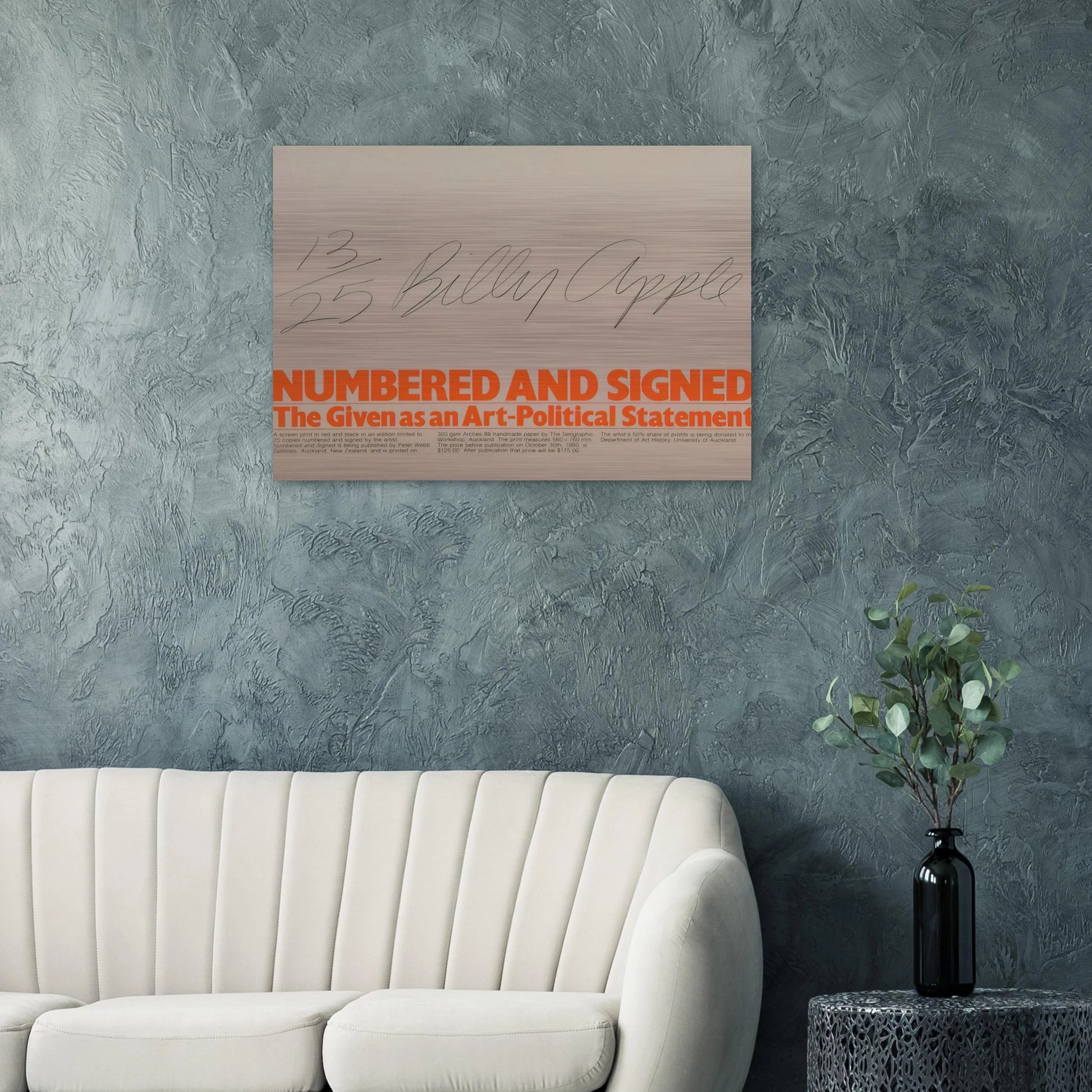 Numbered and Signed - 1980 - Billy Apple Brushed Aluminum Print - 70x100 cm / 28x40 inches | Billy Apple Aluminum Print | Billy Apple Prints