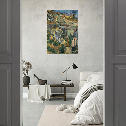 Entrance to a Quarry near Saint Remy - Vincent van Gogh Brushed Aluminum Print - 70x100 cm / 28x40 inches | Vincent van Gogh Aluminum Print | Vincent van Gogh Prints