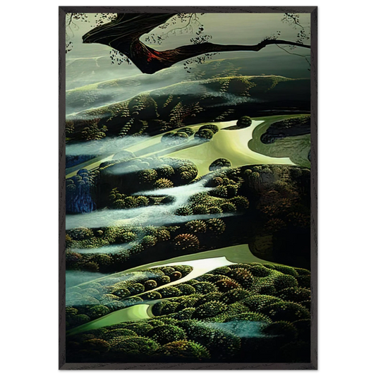 Carmel Valley Memory - Eyvind Earle 70x100 cm / 28x40 inches Framed Art Print – Black Wooden Frame