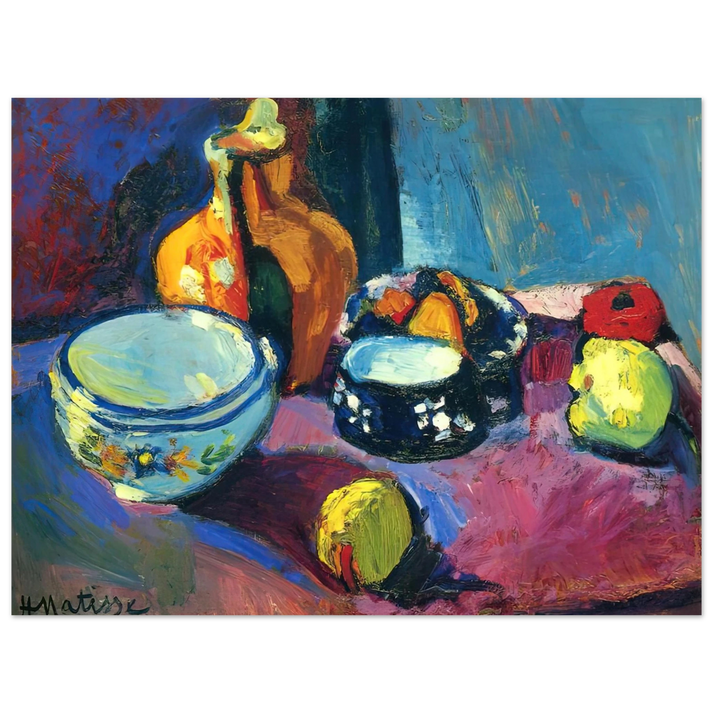 Henri Matisse - DISHES AND FRUIT ON A RED AND BLACK CARPET 1901  75x100 cm / 30x40inches Fine Art Poster