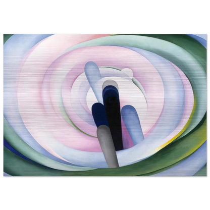 Grey Blue and Black, Pink Circle - Georgia O'Keeffe Brushed Aluminum Print - 70x100 cm / 28x40 inches | Georgia O'Keeffe Aluminum Print | Georgia O'Keeffe Prints