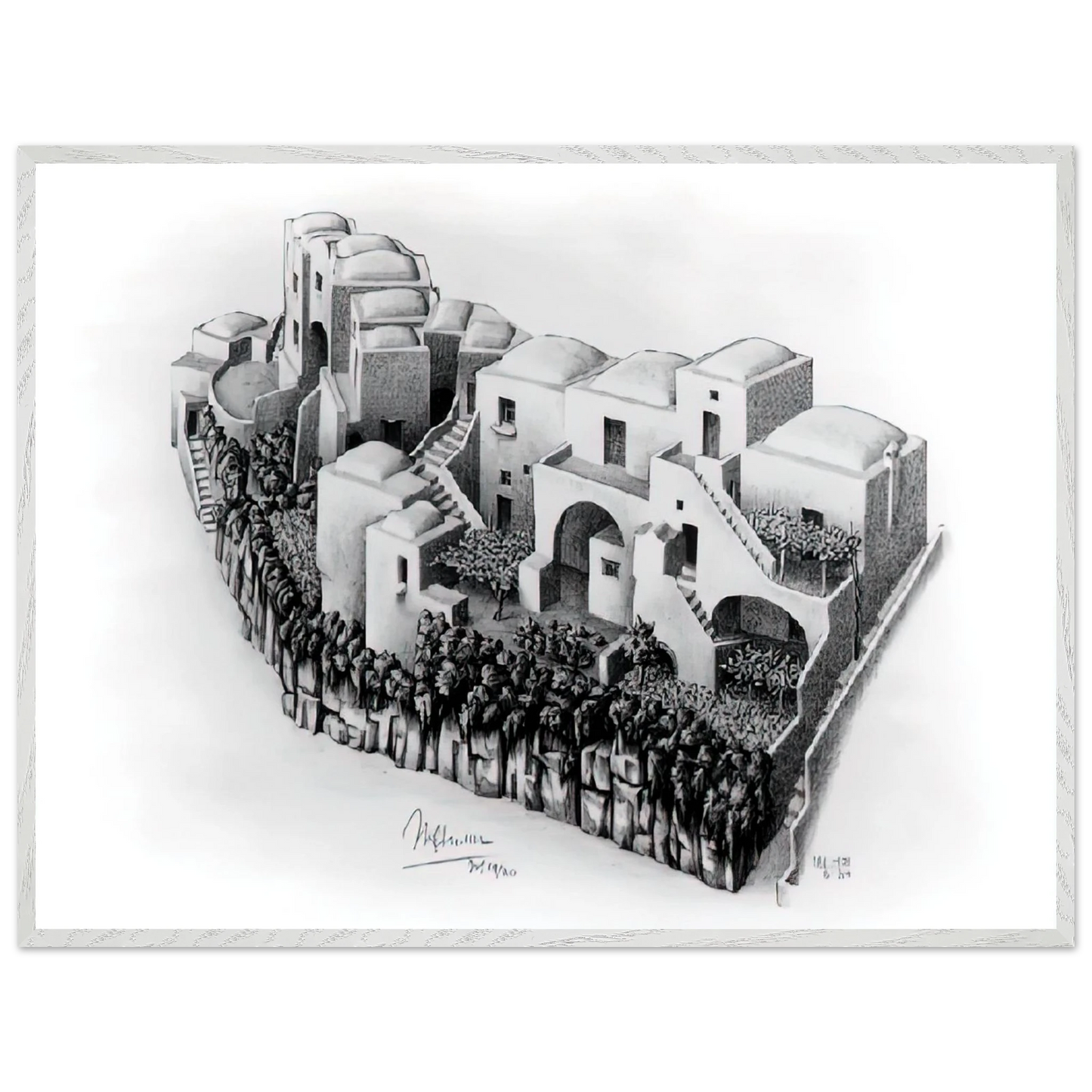 MC Escher - ESCHER (24) Wall Art - 30x40 cm / 12x16 inches - Premium Wooden Framed Poster With Fine Art Paper-canvas - Wood frame