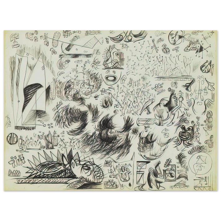 Jackson Pollock - SHEET OF STUDIES 1941  75x100 cm / 30x40inches Fine Art Poster