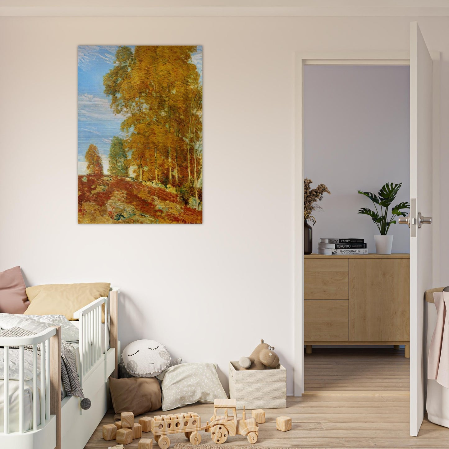 Autumn Hilltop, New England - Childe Hassam Brushed Aluminum Print - 70x100 cm / 28x40 inches | Childe Hassam Aluminum Print | Childe Hassam Prints