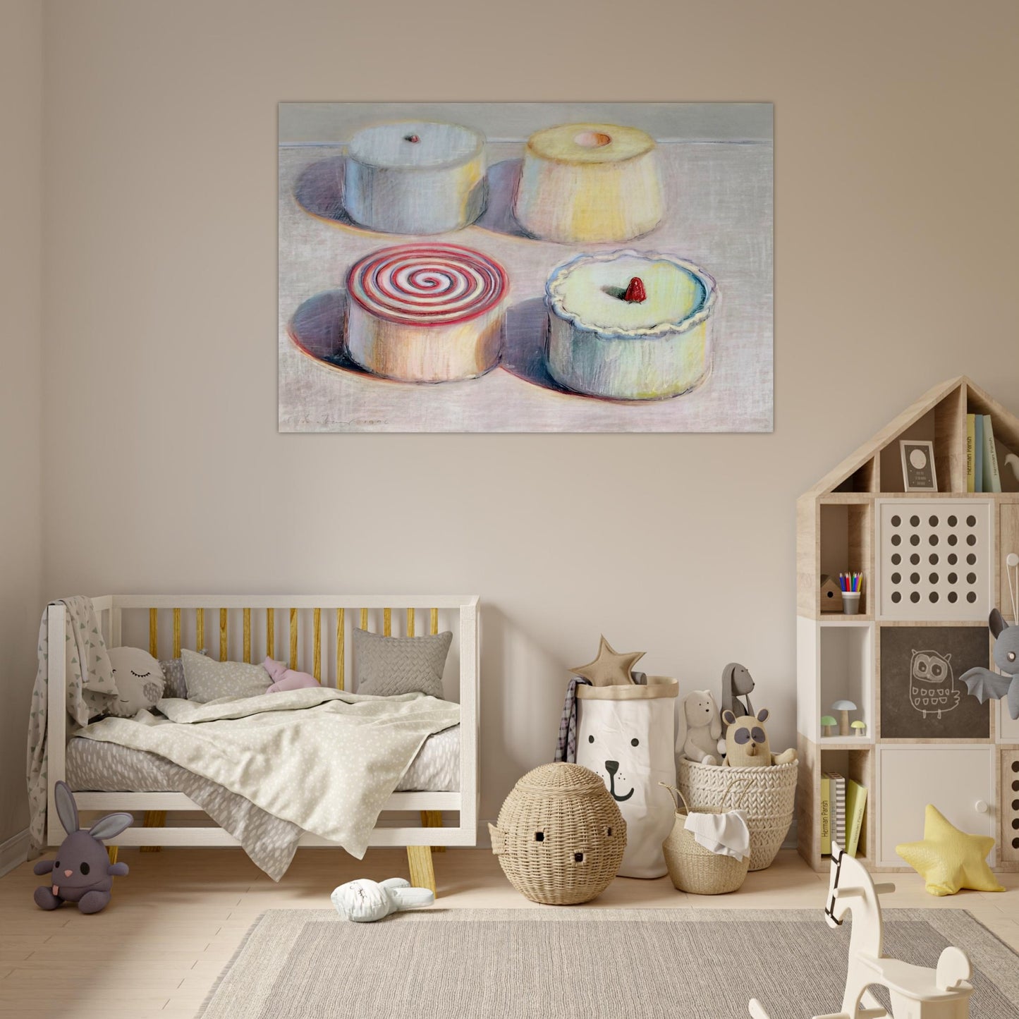 Four Cakes - 1996 - Wayne Thiebaud Art Prints - 100x150 cm / 40x60″ inches | Wayne Thiebaud Poster | Wayne Thiebaud Prints