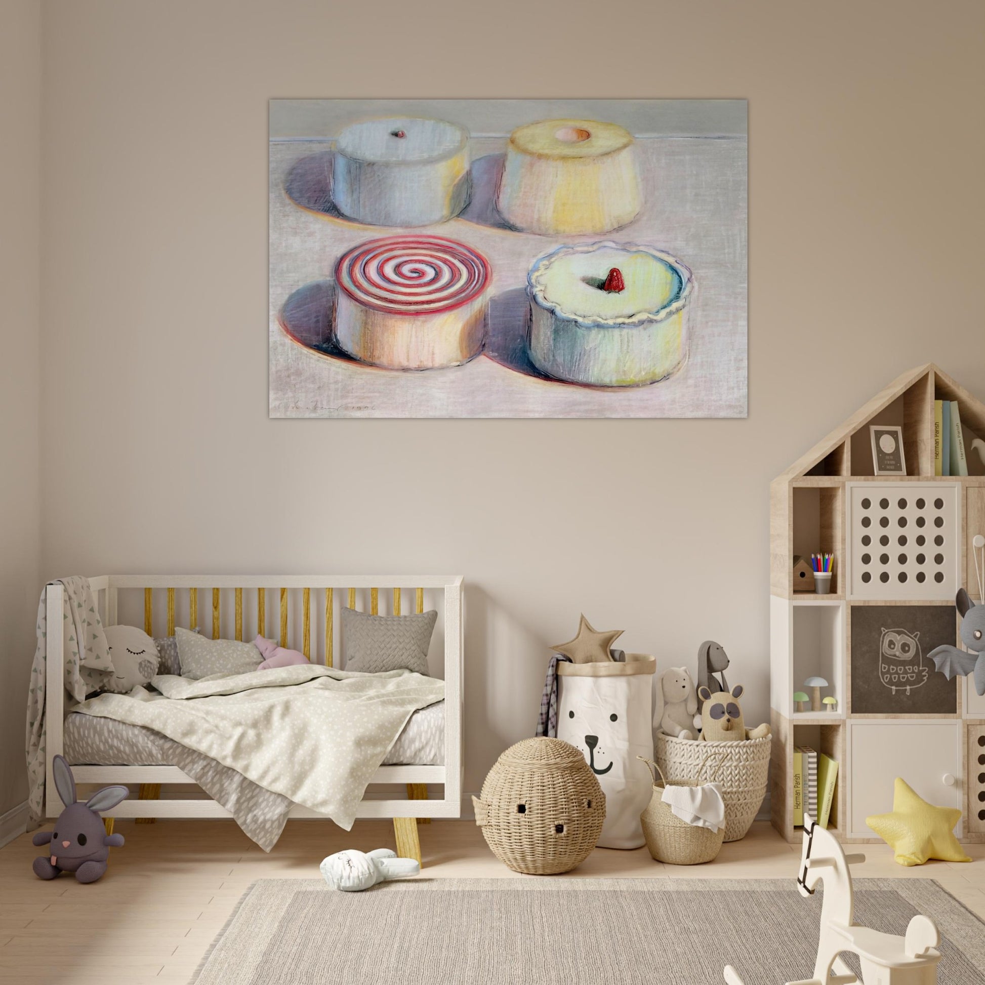 Four Cakes - 1996 - Wayne Thiebaud Art Prints - 100x150 cm / 40x60″ inches | Wayne Thiebaud Poster | Wayne Thiebaud Prints