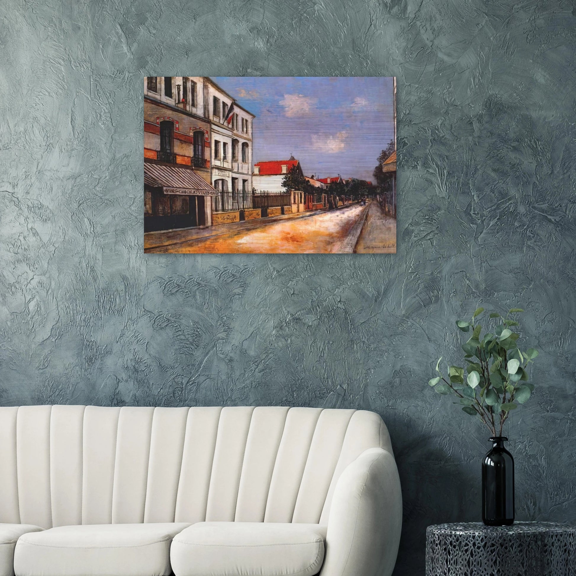 ASNIERES STREET - Maurice Utrillo Brushed Aluminum Print - 70x100 cm / 28x40 inches | Maurice Utrillo Aluminum Print | Maurice Utrillo Prints