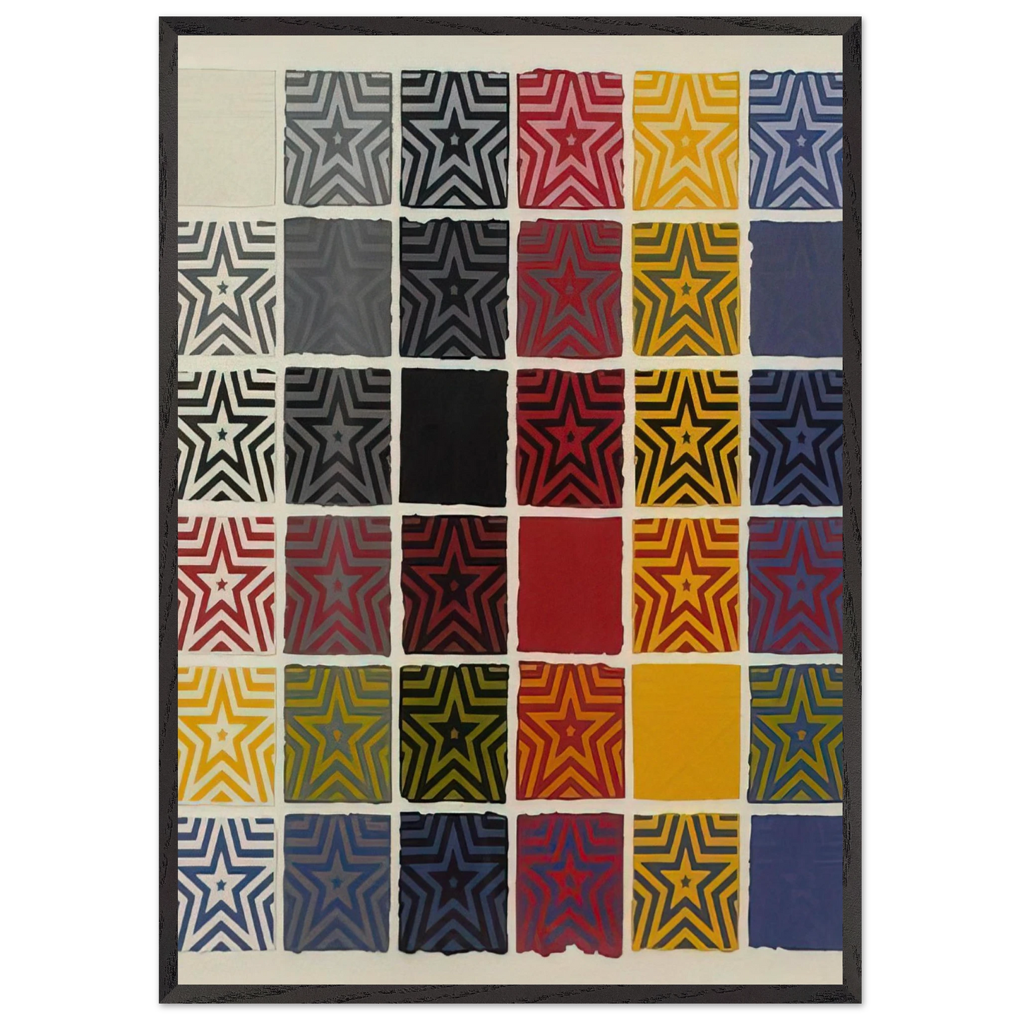 Stars 5 Pointed - Sol LeWitt 70x100 cm / 28x40 inches Framed Art Print – Black Wooden Frame