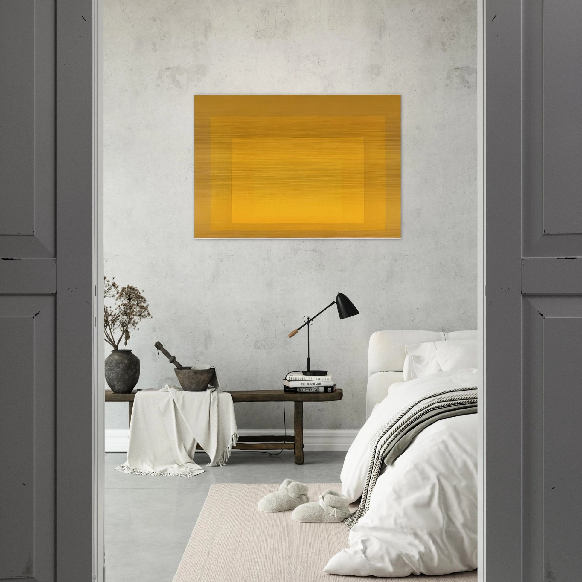 STUDY FOR HOMAGE TO THE SQUARE DEPARTING IN YELLOW 1964 - Josef Albers Brushed Aluminum Print - 70x100 cm / 28x40 inches | Josef Albers Aluminum Print | Josef Albers Prints