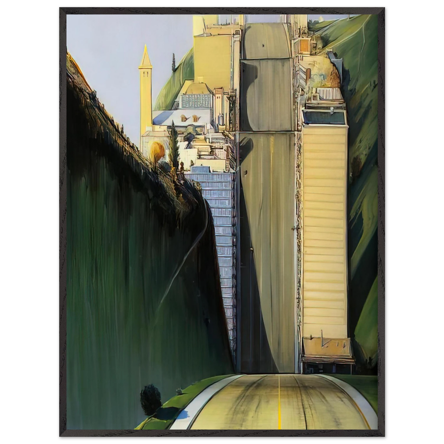 Wayne Thiebaud - Park Place - 1993 Wall Art - 60x80 cm / 24x32 inches - Fine Art Poster-canvas - -