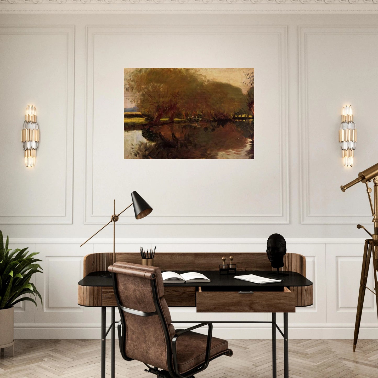 A Backwater at Calcot Near Reading - John Singer Sargent Brushed Aluminum Print - 70x100 cm / 28x40 inches | John Singer Sargent Aluminum Print | John Singer Sargent Prints