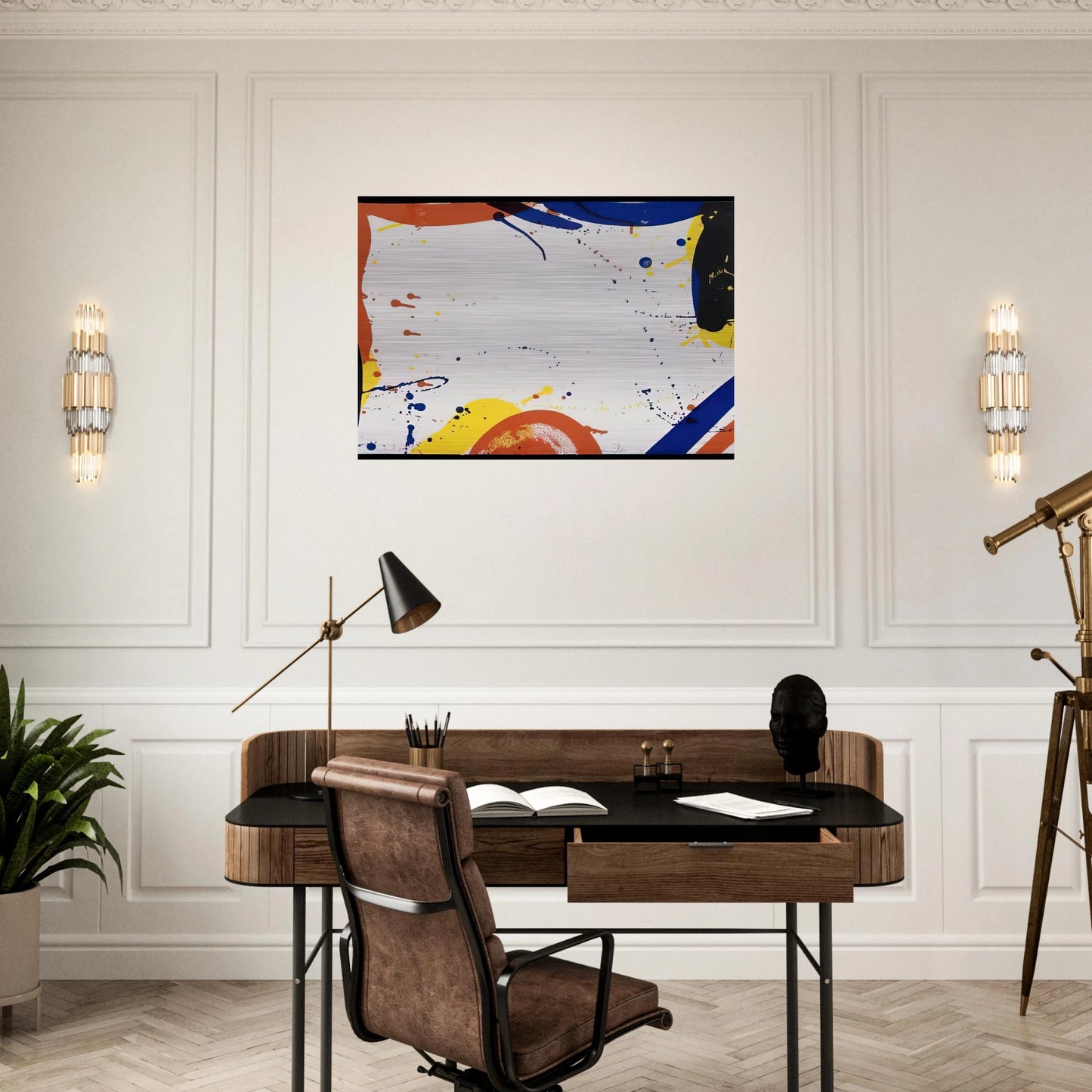 Abstract Composition  SF 61  - Sam Francis Brushed Aluminum Print - 70x100 cm / 28x40 inches | Sam Francis Aluminum Print | Sam Francis Prints