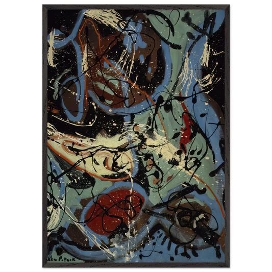 COMPOSITION WITH POURING II - Jackson Pollock 70x100 cm / 28x40 inches Framed Art Print – Black Wooden Frame