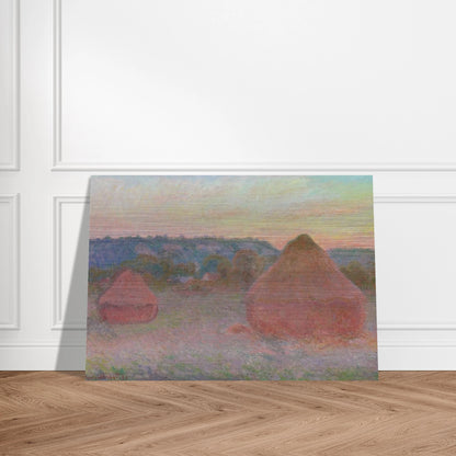Stacks of Wheat End of Day, Autumn - claude monet Brushed Aluminum Print - 70x100 cm / 28x40 inches | claude monet Aluminum Print | claude monet Prints