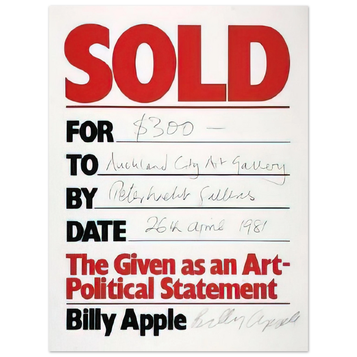 Billy Apple - Sold - 1981  75x100 cm / 30x40inches Fine Art Poster