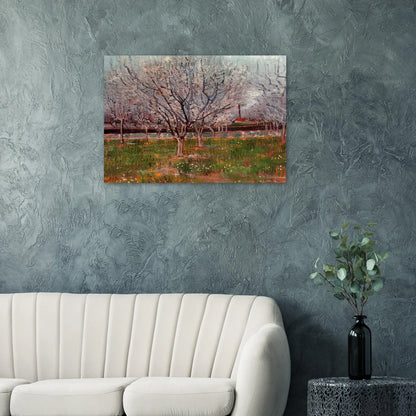 Orchard in Blossom Plum Trees - Vincent van Gogh Brushed Aluminum Print - 70x100 cm / 28x40 inches | Vincent van Gogh Aluminum Print | Vincent van Gogh Prints