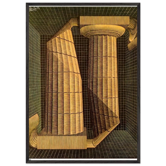 DORIC COLUMNS - MC Escher 70x100 cm / 28x40 inches Framed Art Print – Black Wooden Frame | Maurits Cornelis Escher Prints